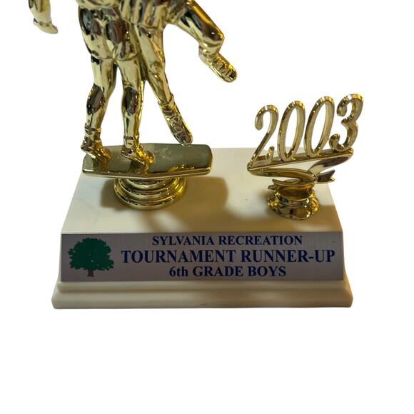 white and gold 2003 boys basketball Trophy - Picture 14 of 16